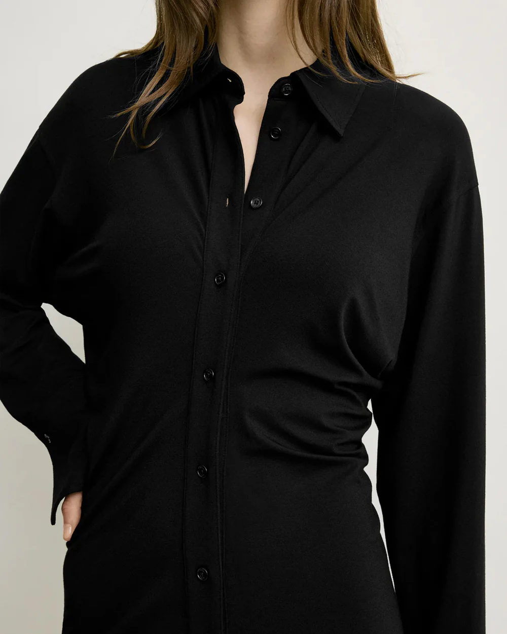 SLOUCH JERSEY SHIRTDRESS / BLACK - Image 5