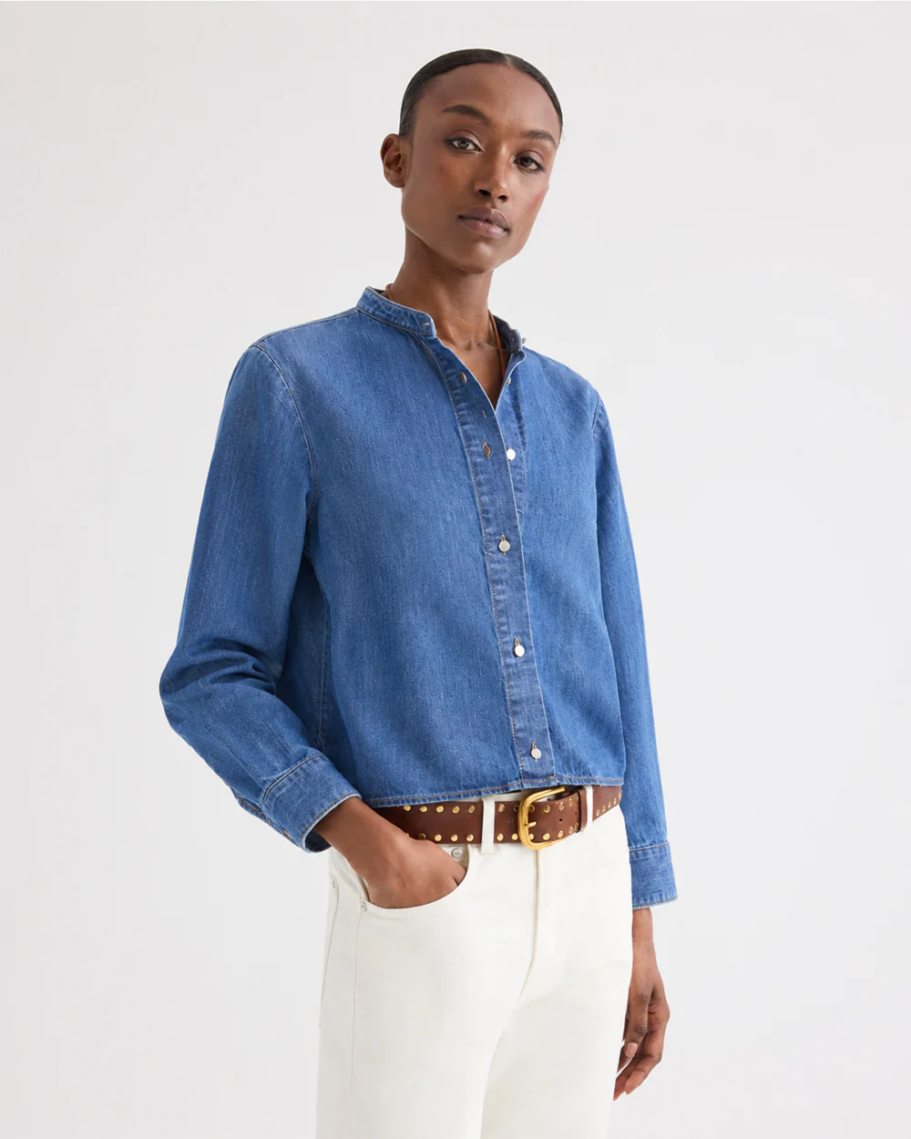 STAND COLLAR CUT OFF SHIRT / PARIS