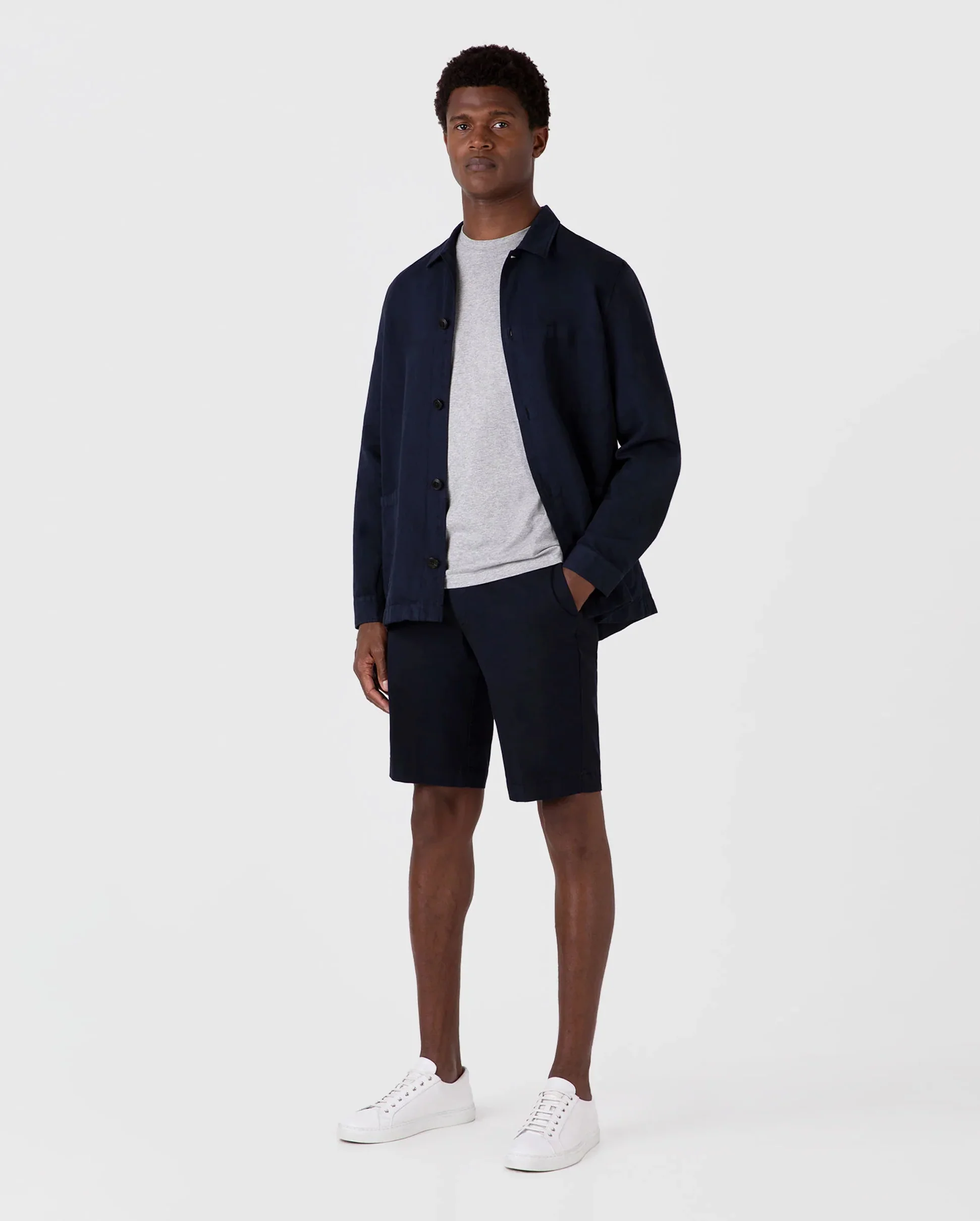 STRETCH COTTON CHINO SHORTS / NAVY - Image 2
