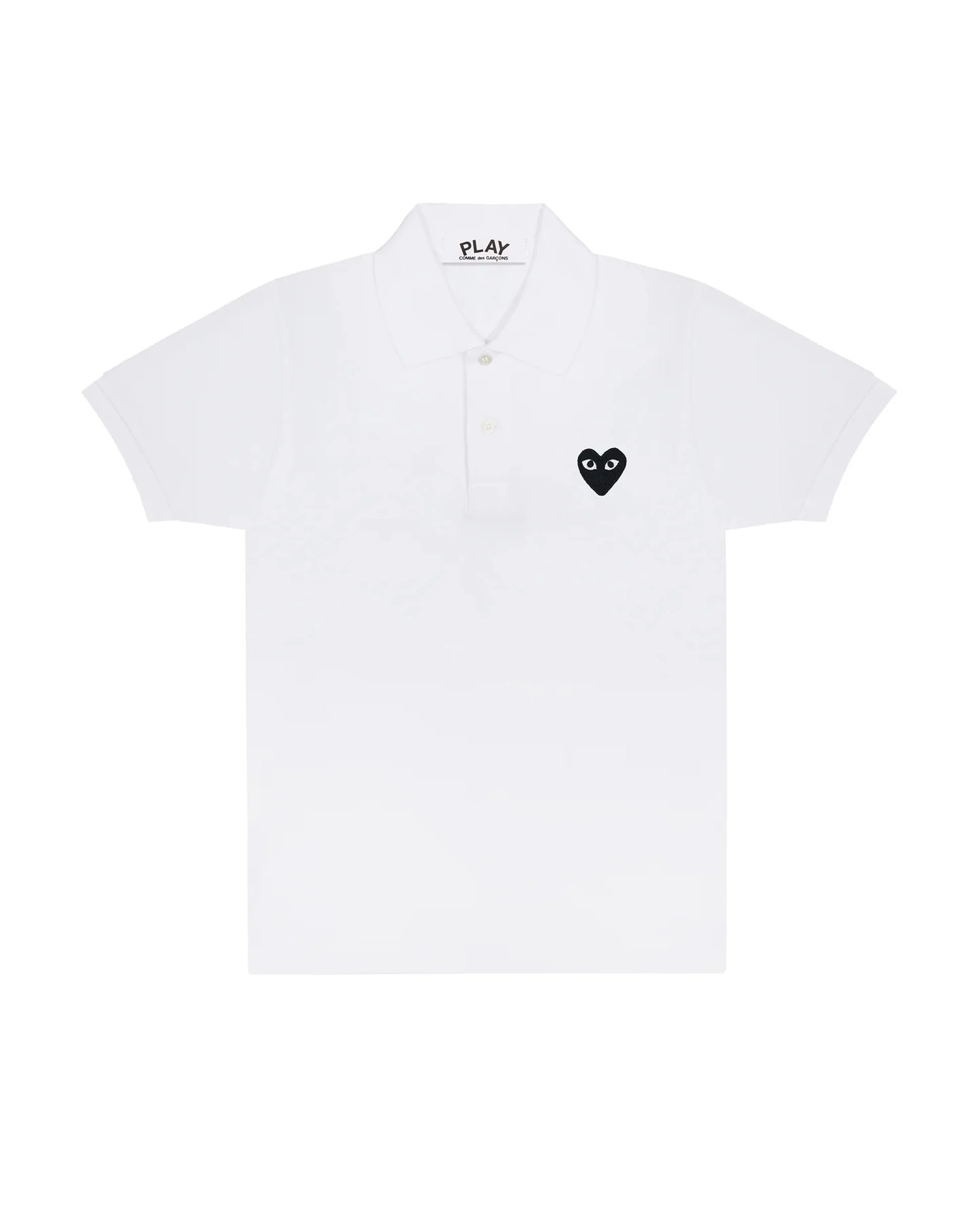 T066 UNISEX BLACK HEART POLO SHIRT / WHITE