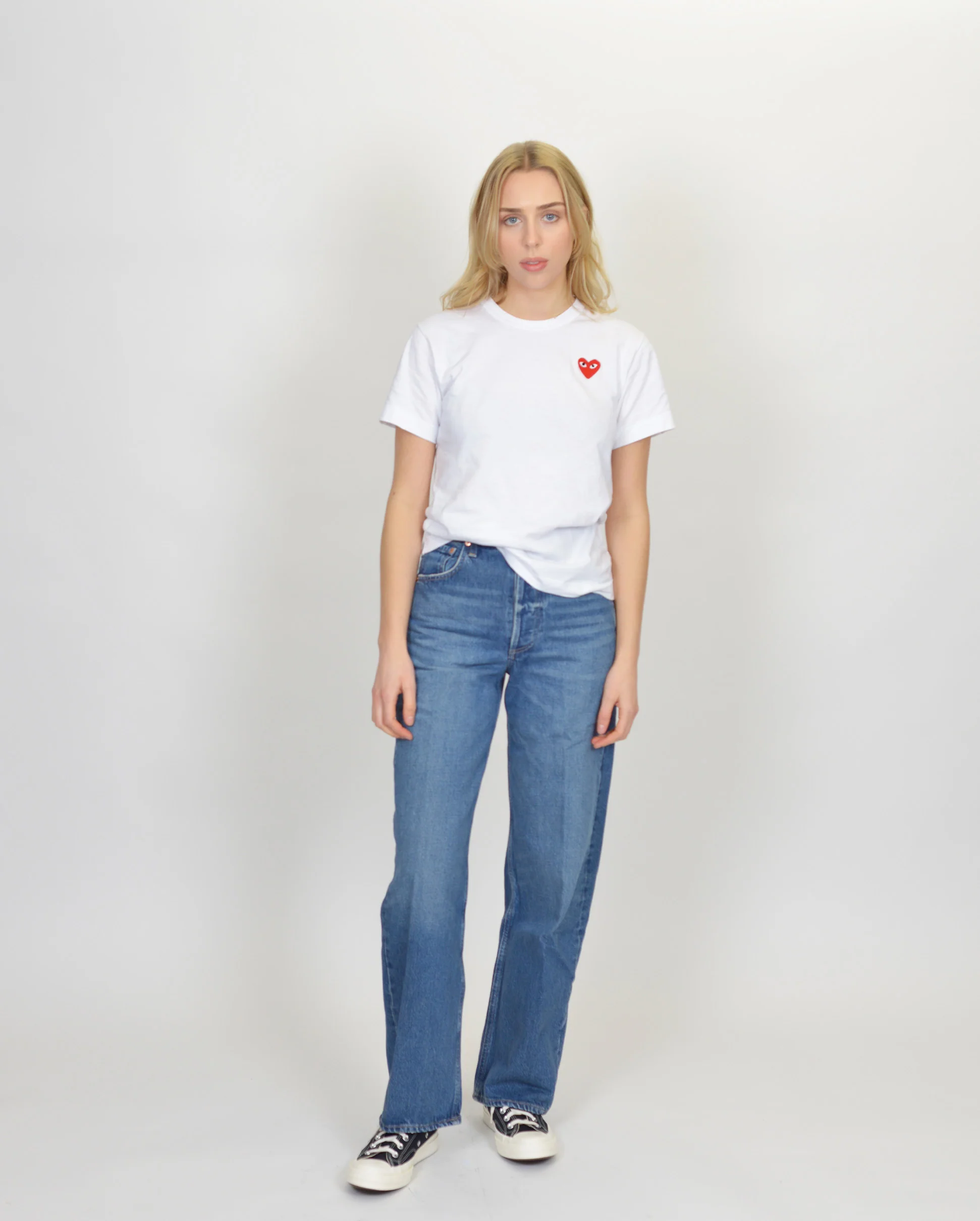 T108 WOMENS RED HEART T-SHIRT / WHITE - Image 3