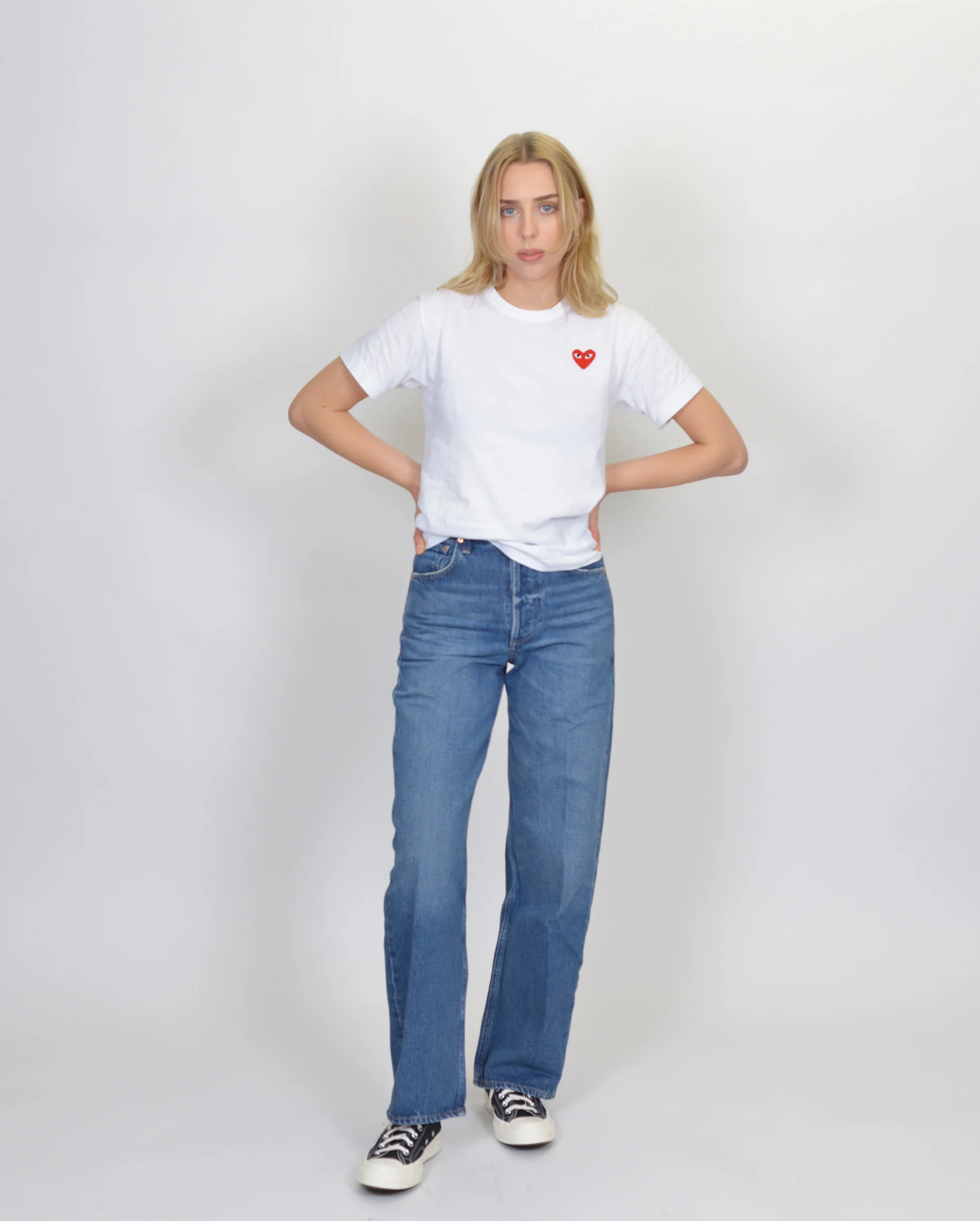T108 WOMENS RED HEART T-SHIRT / WHITE - Image 4