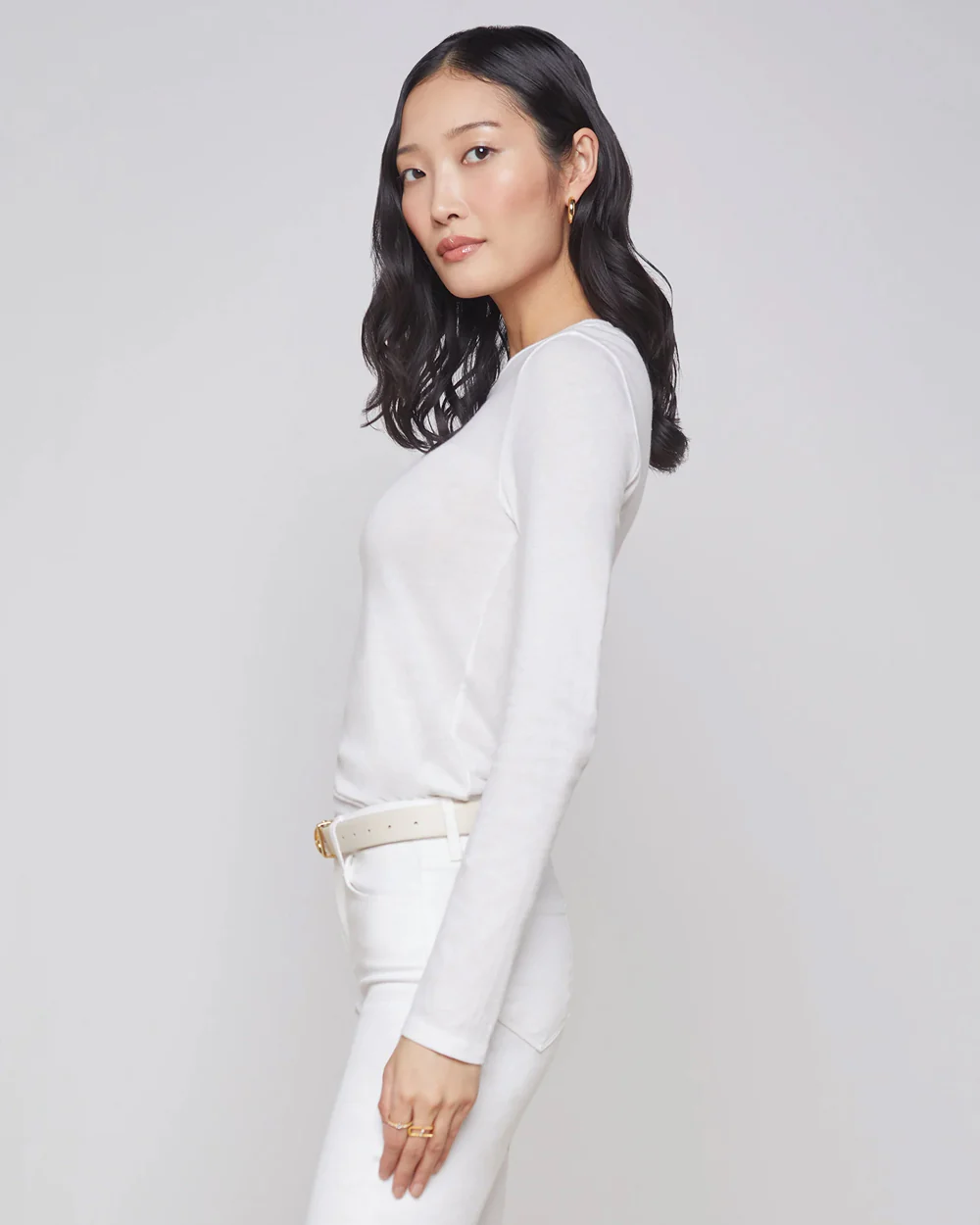 TESS LONG SLEEVE TEE / WHITE - Image 3
