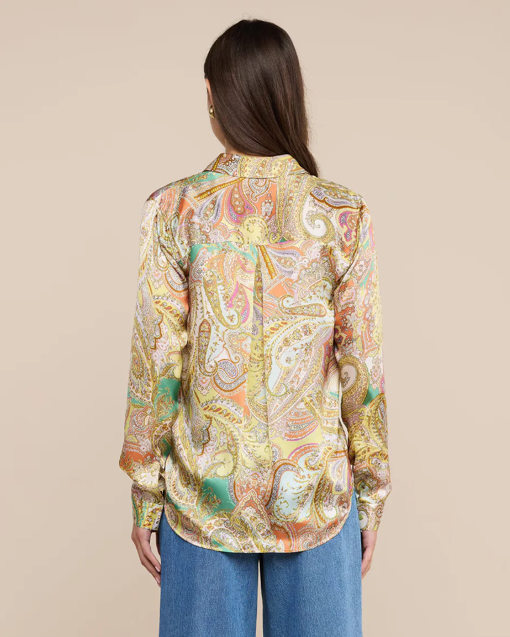 TYLER SILK BLOUSE / GREEN MULTI CLUSTER PAISLEY - Image 4