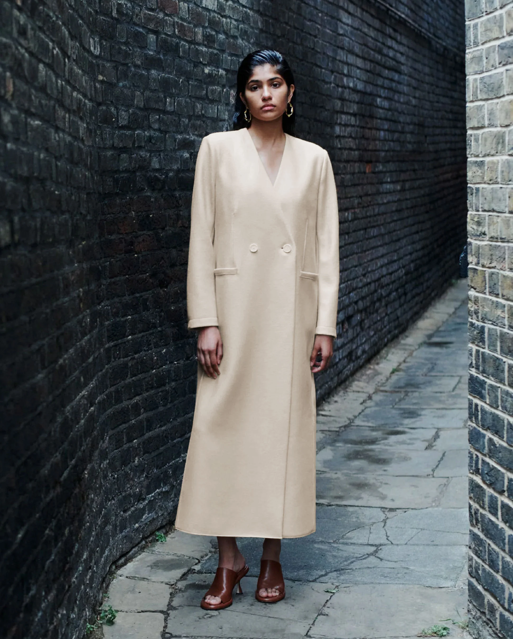 UNCOLLARED COAT / CREAM - Image 2