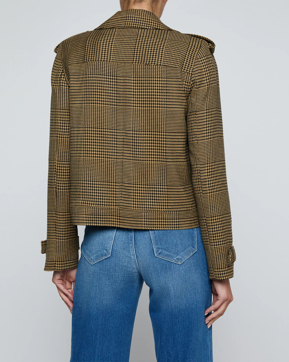 XOEY CROPPED TRENCH / BROWN/BLACK GLEN PLAID - Image 2